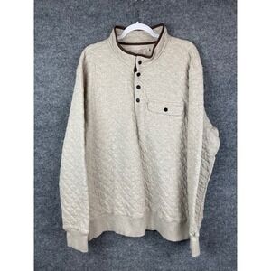 Faherty Epic Quilted Fleece Pullover Mens Size XXL Oatmeal New Snap Button Mock